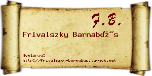 Frivalszky Barnabás névjegykártya